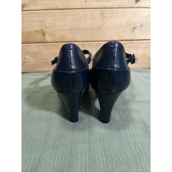 Giani Bernini Vineza Leather Round Toe T-Strap Mary Jane Navy Blue Pump Sz 8.5 - Picture 4 of 5